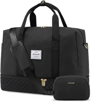 LOVEVOOK Travel Duffel Bag, 18inch Weekender Bags for Women with Shoe Compartment35L Carry on Overnight Bag with Toiletry Bag, Gym Duffel Bag with Wet Pocket, Hospital Bags for Labor and Deliver