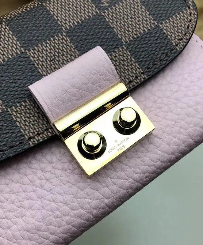 LV Croisette Compact Wallet Damier Ebene canvas w/ grained leather Magnolia
