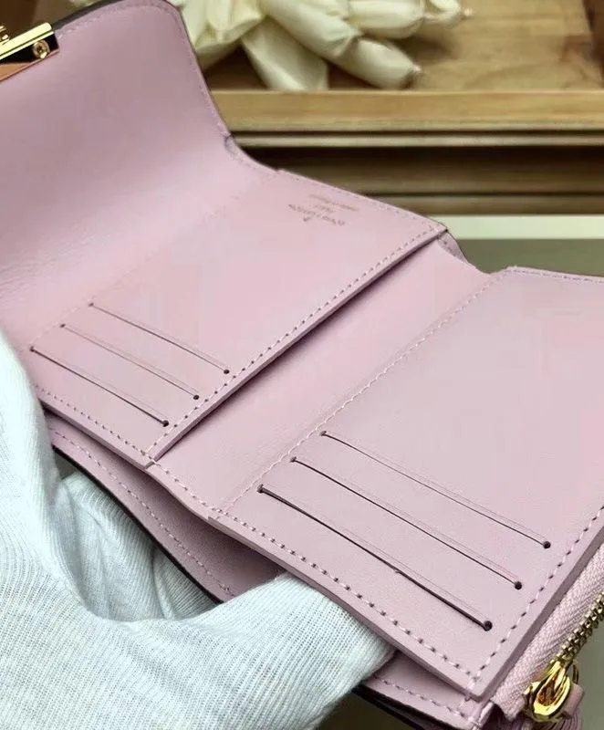 LV Croisette Compact Wallet Damier Ebene canvas w/ grained leather Magnolia