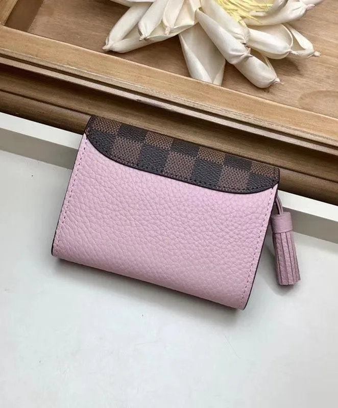 LV Croisette Compact Wallet Damier Ebene canvas w/ grained leather Magnolia