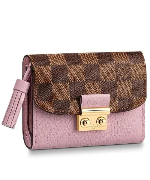 LV Croisette Compact Wallet Damier Ebene canvas w/ grained leather Magnolia