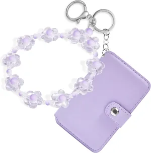 M-Plateau Wristlet Keychain With Wallet,Includ Beads Bracelets And Leather Credit Card Holder For Go Out Travel Essentials
