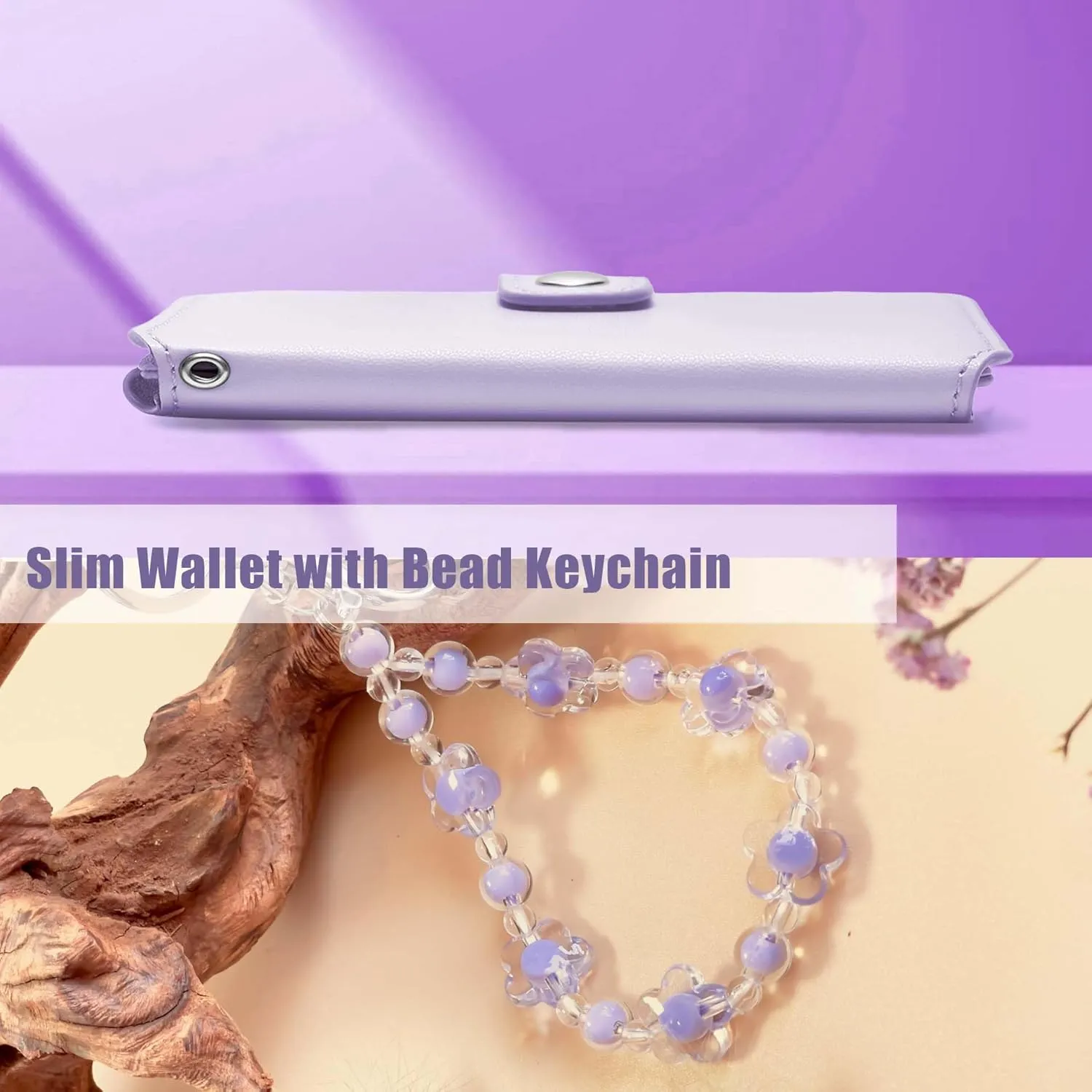 M-Plateau Wristlet Keychain With Wallet,Includ Beads Bracelets And Leather Credit Card Holder For Go Out Travel Essentials