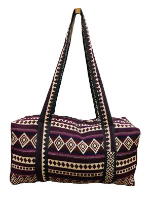Magenta and Pink Woven Mini Duffel Bag