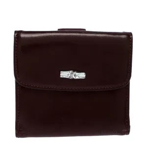 Maroon Leather Roseau Compact Wallet
