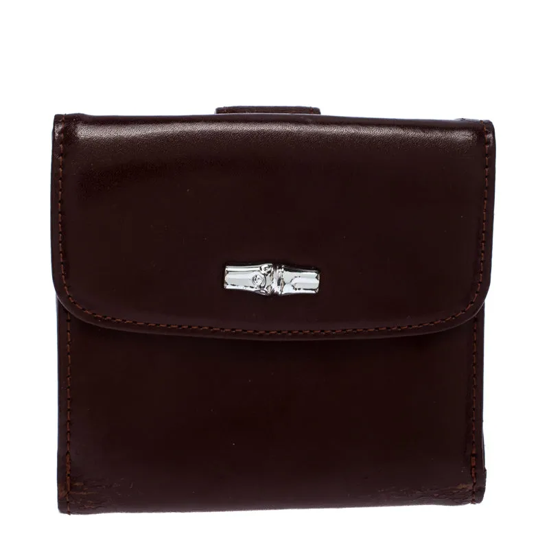 Maroon Leather Roseau Compact Wallet