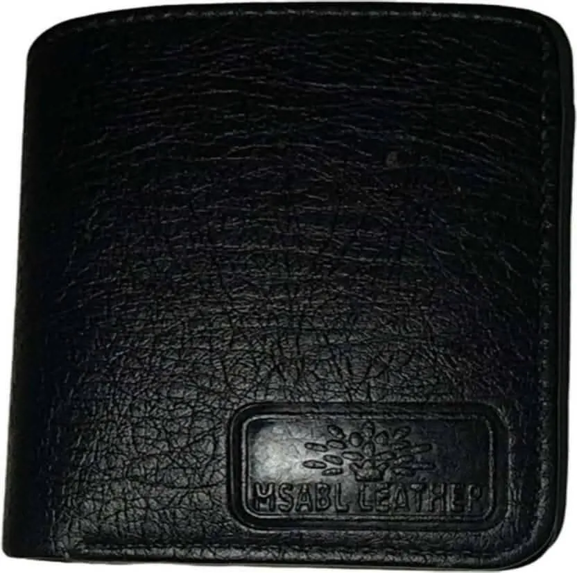 Men Black Artificial Leather Wallet - Mini (6 Card Slots)