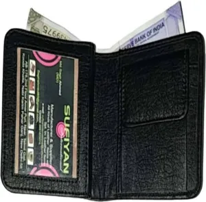 Men Black Artificial Leather Wallet - Mini (6 Card Slots)