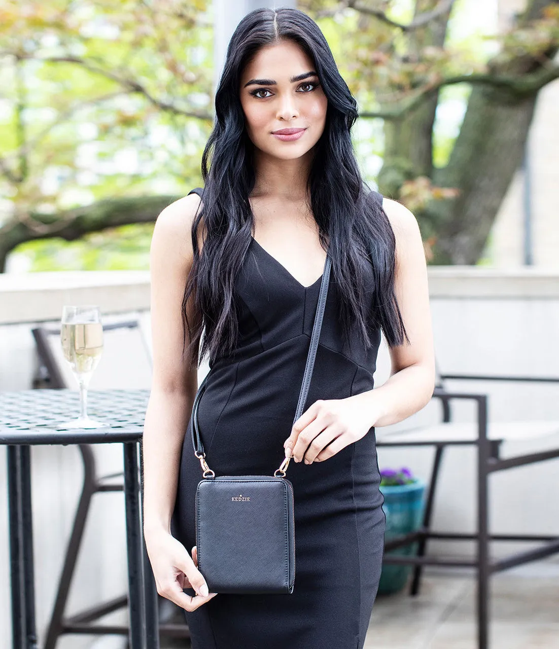 Mini Vegan Leather Crossbody Bag - Black