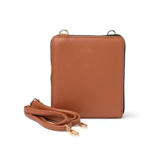 Mini Vegan Leather Crossbody Bag - Chestnut Brown