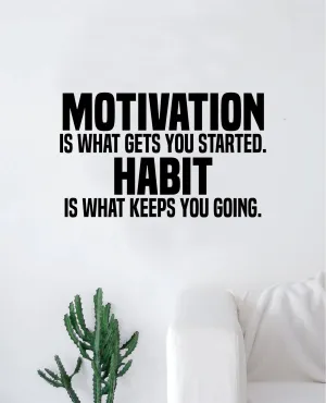 Motivation Habit Decal Sticker Wall Vinyl Art Wall Bedroom Room Decor Motivational Inspirational Teen Sports Gym Fitness