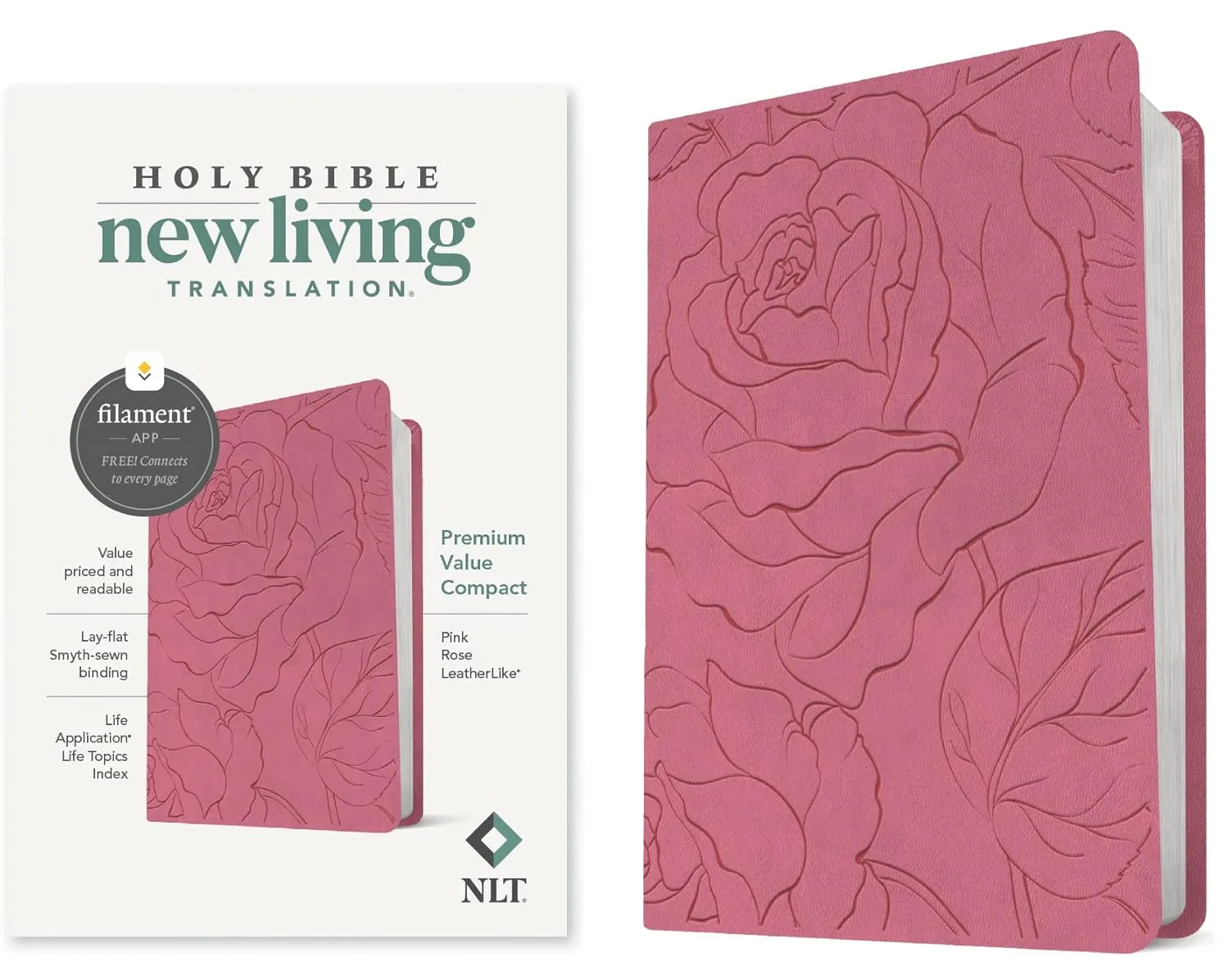 NLT Premium Value Compact Bible, Filament Enabled (LeatherLike, Pink Rose) Imitation Leather  June 6, 2023