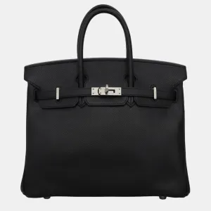 Noir Epsom Leather Birkin 25 Tote Bag
