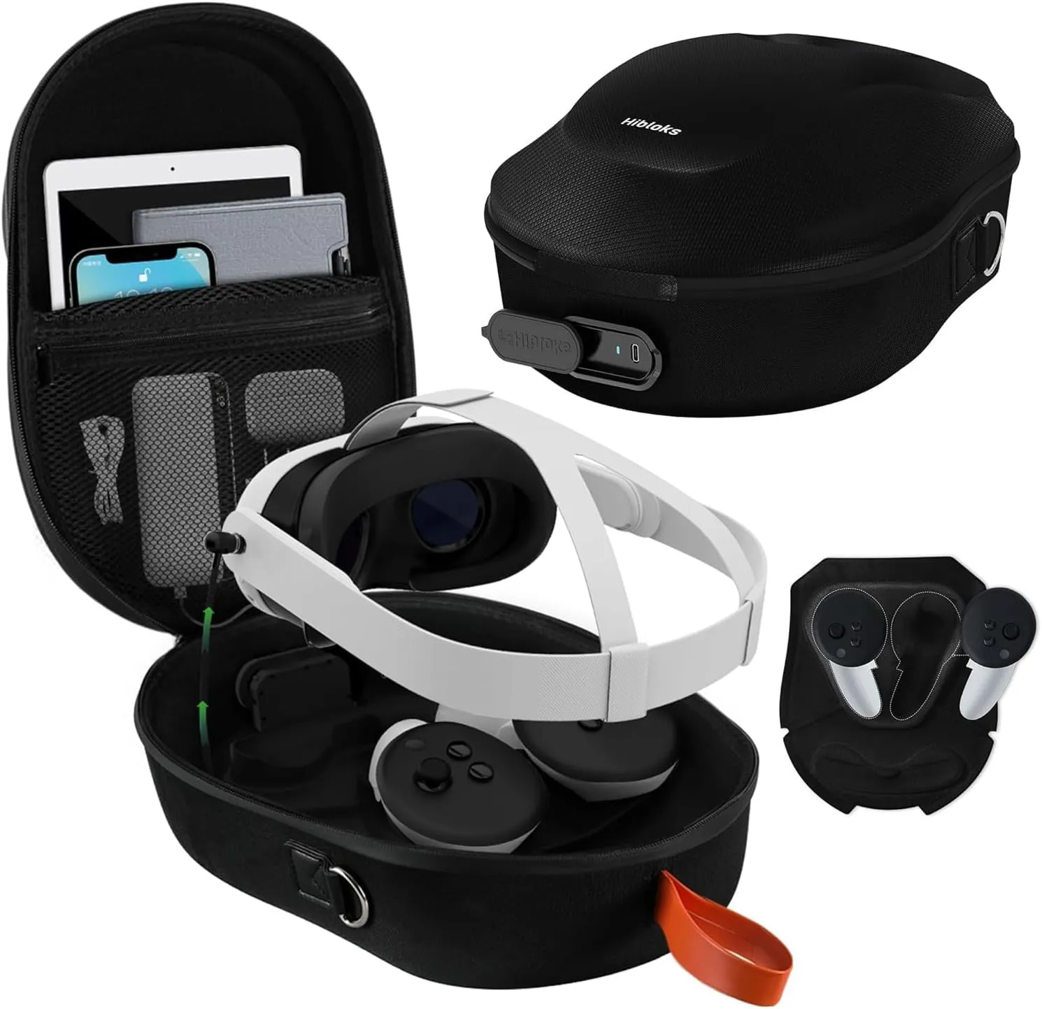 RCstyle Carrying Case for Meta/Oculus Quest 3 with 40W Magnetic Charging Port, Compact Design Hard Travel Case, All-In-One VR Headset and Controller Expansion Shoulder Strap Backpack