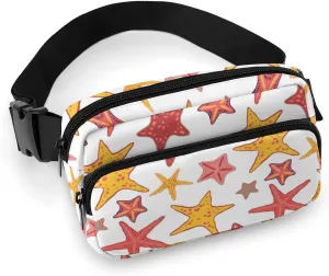 Red Yellow Starfish Belt Bag Fanny Pack Crossbody Lovely Pattern Fashion Waist Packs With Adjustable Strap For Men Women Travel Hiking Cycling Running
