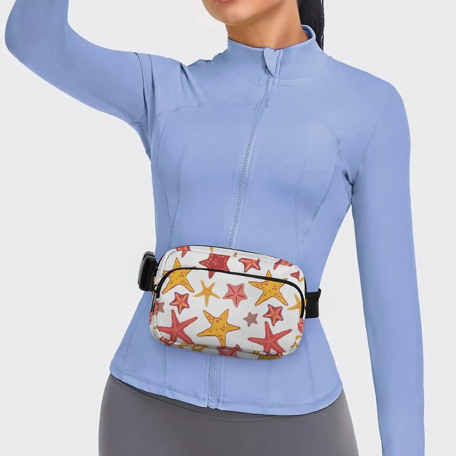 Red Yellow Starfish Belt Bag Fanny Pack Crossbody Lovely Pattern Fashion Waist Packs With Adjustable Strap For Men Women Travel Hiking Cycling Running