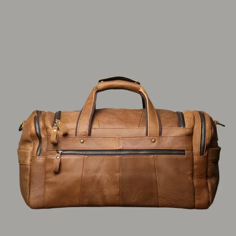Retro Men's Genuine Leather Travel Duffel Bag – Large Capacity Hand Luggage & Messenger Bag