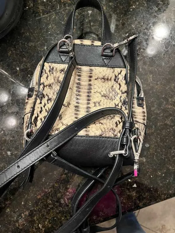 Rhea Mini Snake-Embossed Leather Backpack