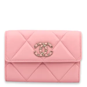 S19 Compact Pink Wallet Lambskin, Gold hardware