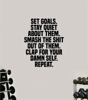 Set Goals Fitness Gym Quote Health Work Out Decal Sticker Vinyl Art Wall Room Decor Teen Motivation Inspirational Girls Lift