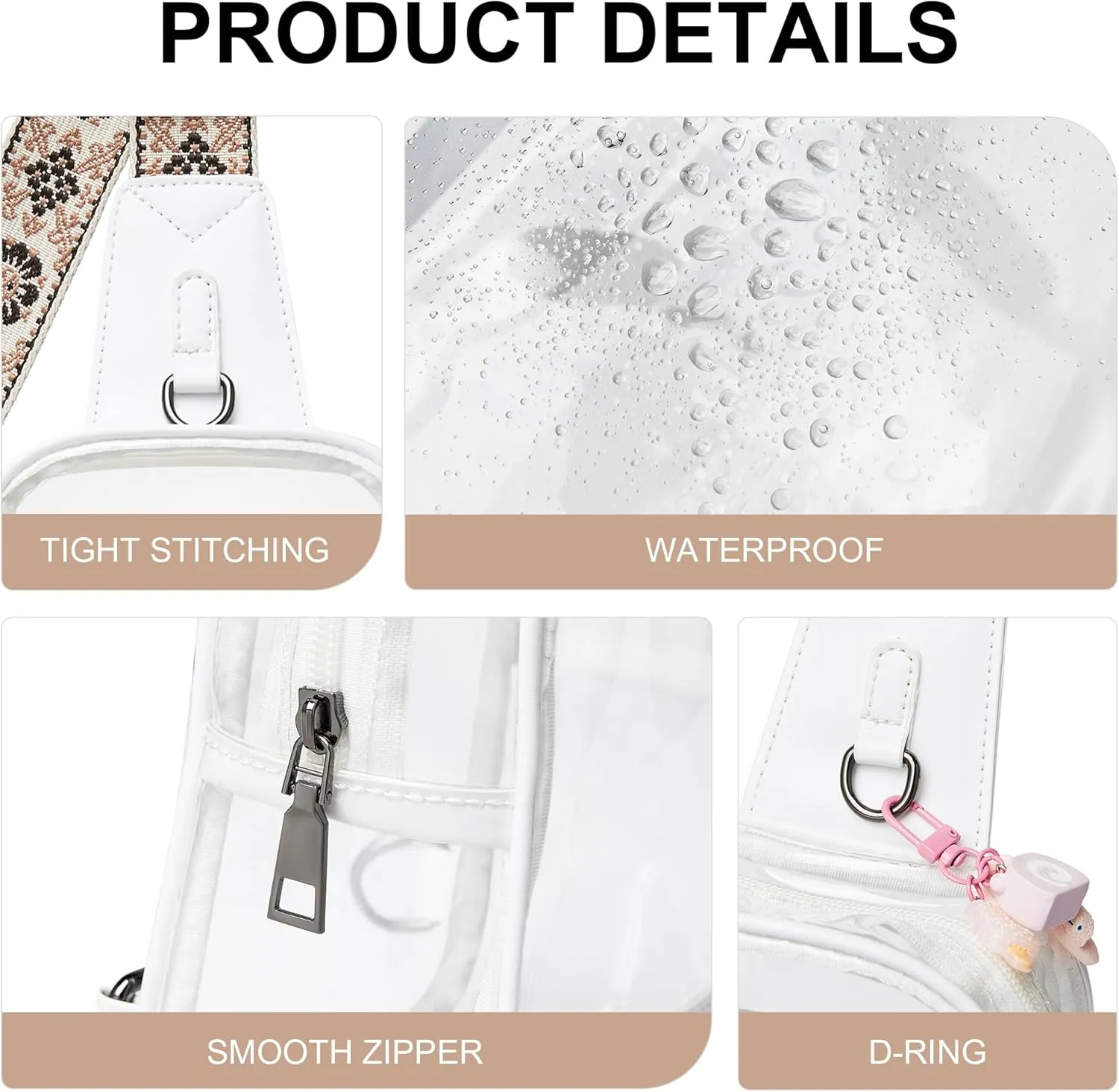 Shrrie Clear Bag for Stadium Events Transparent Crossbody Sling Bag for Women & Men - Stadium Approved, Concerts & Sports