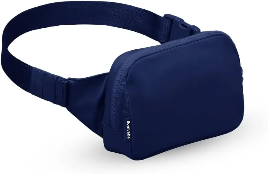 Small Fanny Pack 1L with 2-way Zipper for Women Girls Boys Teen, Mini Belt Bag with Adjustable Strap 53", Crossbody Bag for Travel Gym Running Hiking Cycling, Fashion Waist Bag Dark Blue