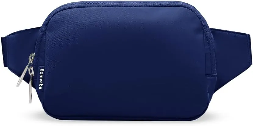 Small Fanny Pack 1L with 2-way Zipper for Women Girls Boys Teen, Mini Belt Bag with Adjustable Strap 53", Crossbody Bag for Travel Gym Running Hiking Cycling, Fashion Waist Bag Dark Blue