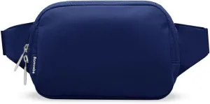 Small Fanny Pack 1L with 2-way Zipper for Women Girls Boys Teen, Mini Belt Bag with Adjustable Strap 53", Crossbody Bag for Travel Gym Running Hiking Cycling, Fashion Waist Bag Dark Blue