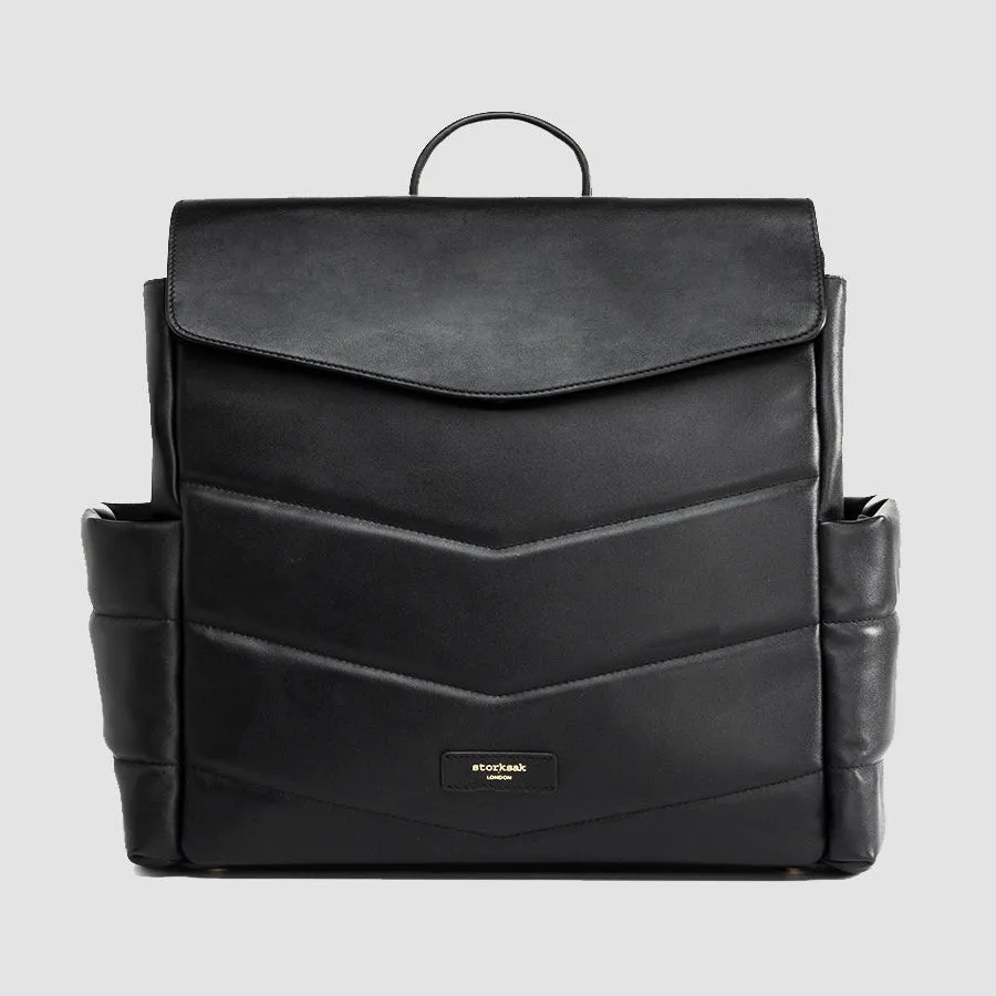 Storksak - Convertible Changing Bag - St James Leather Quilt Black