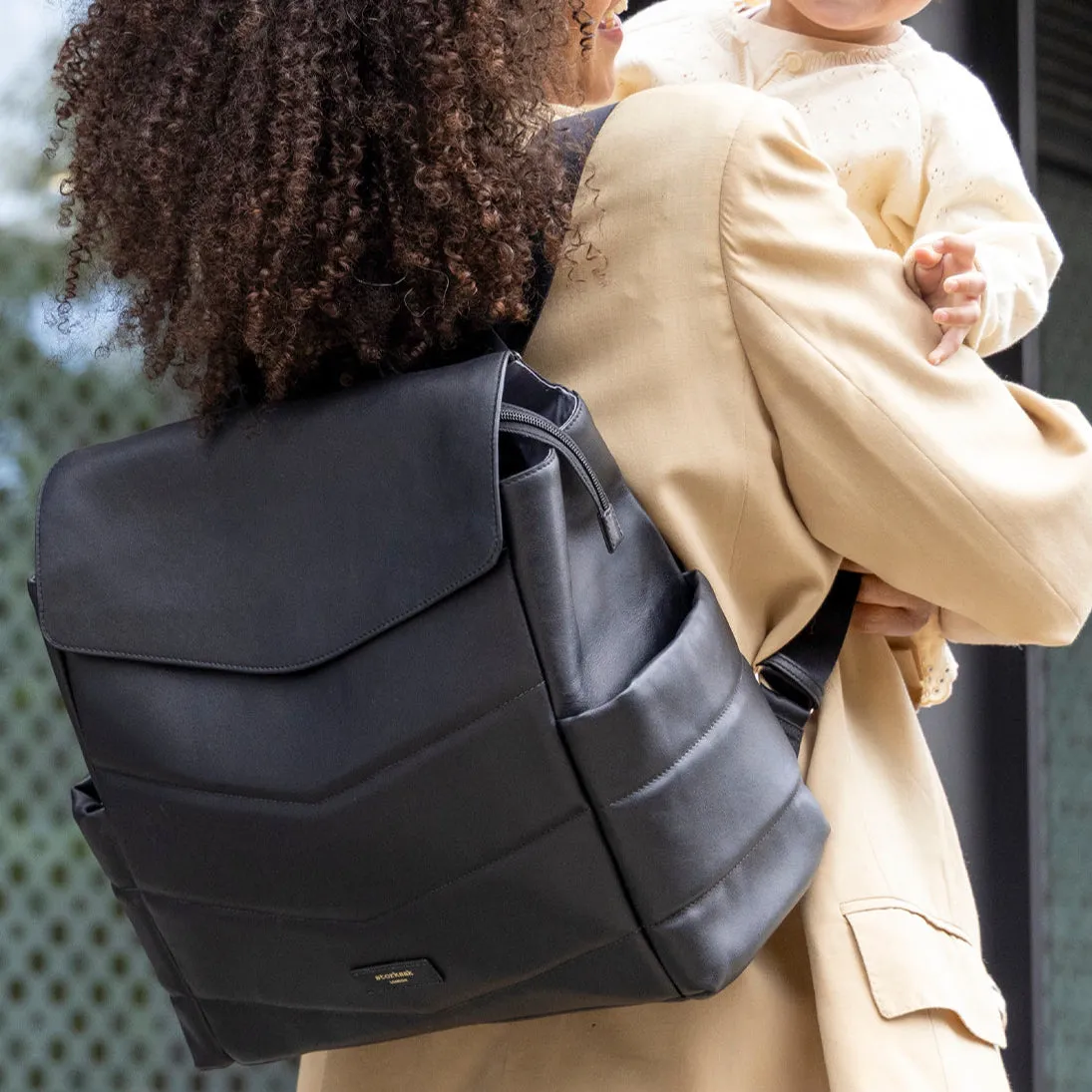 Storksak - Convertible Changing Bag - St James Leather Quilt Black