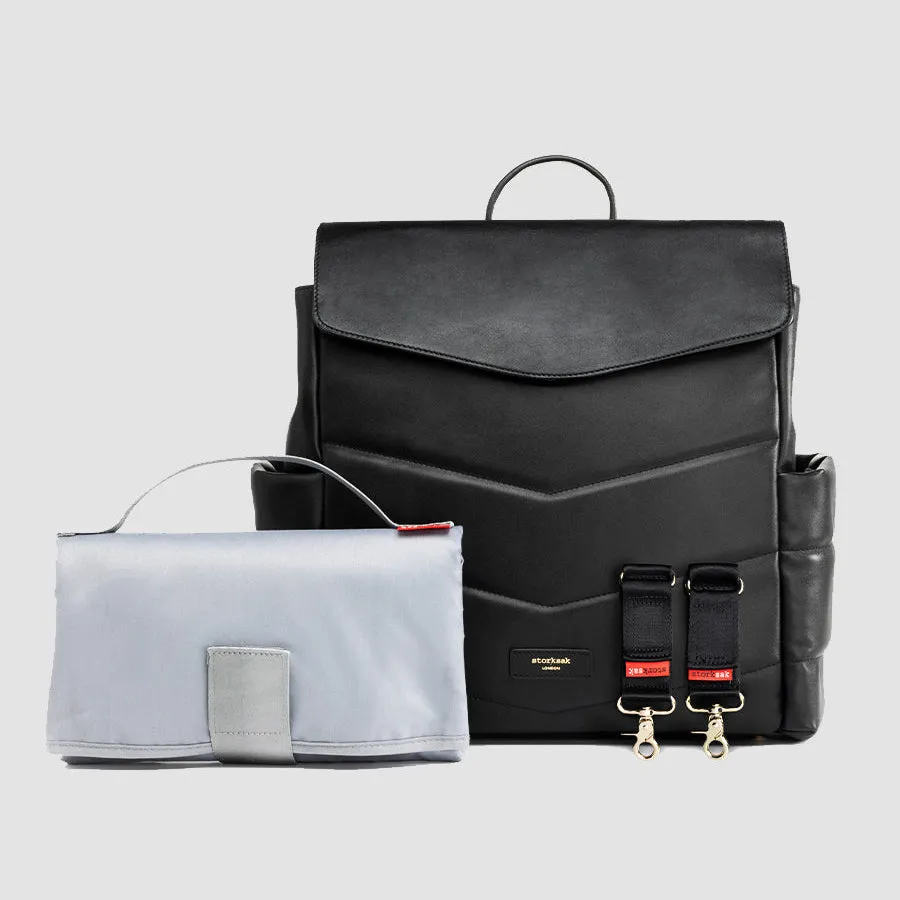 Storksak - Convertible Changing Bag - St James Leather Quilt Black