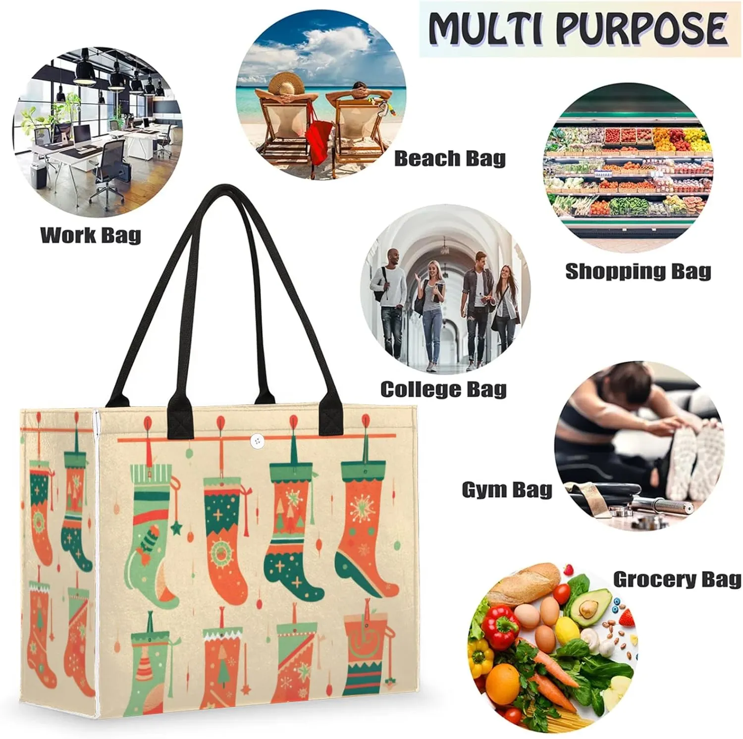 Tote Bag for Women Reusable Canvas Shoulder Bag
