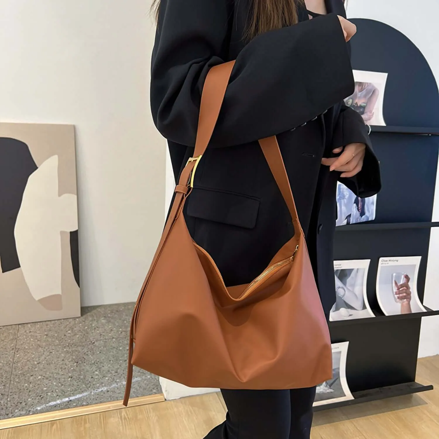 Urban Style Adjustable Strap PU Leather Handbag Crossbody Bag Shoulder Bag