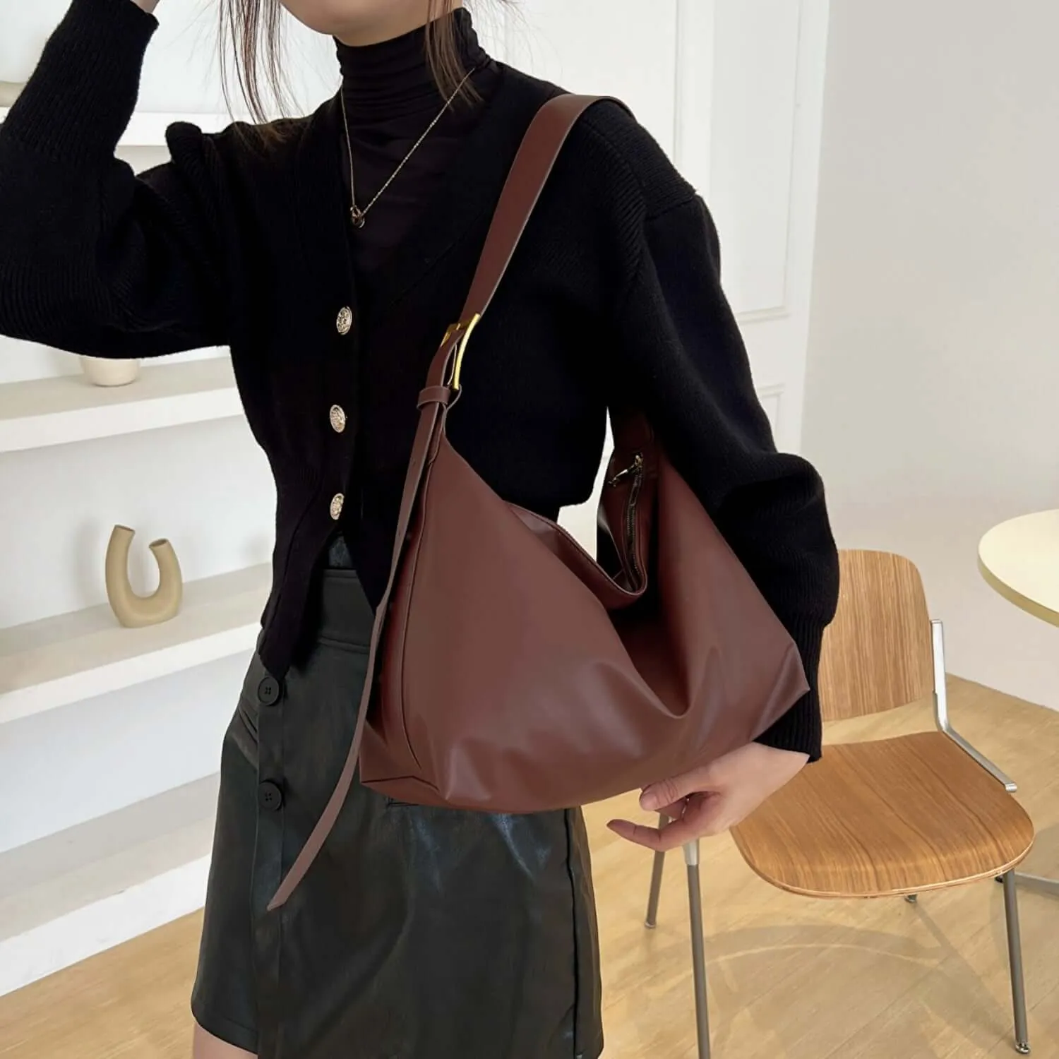 Urban Style Adjustable Strap PU Leather Handbag Crossbody Bag Shoulder Bag