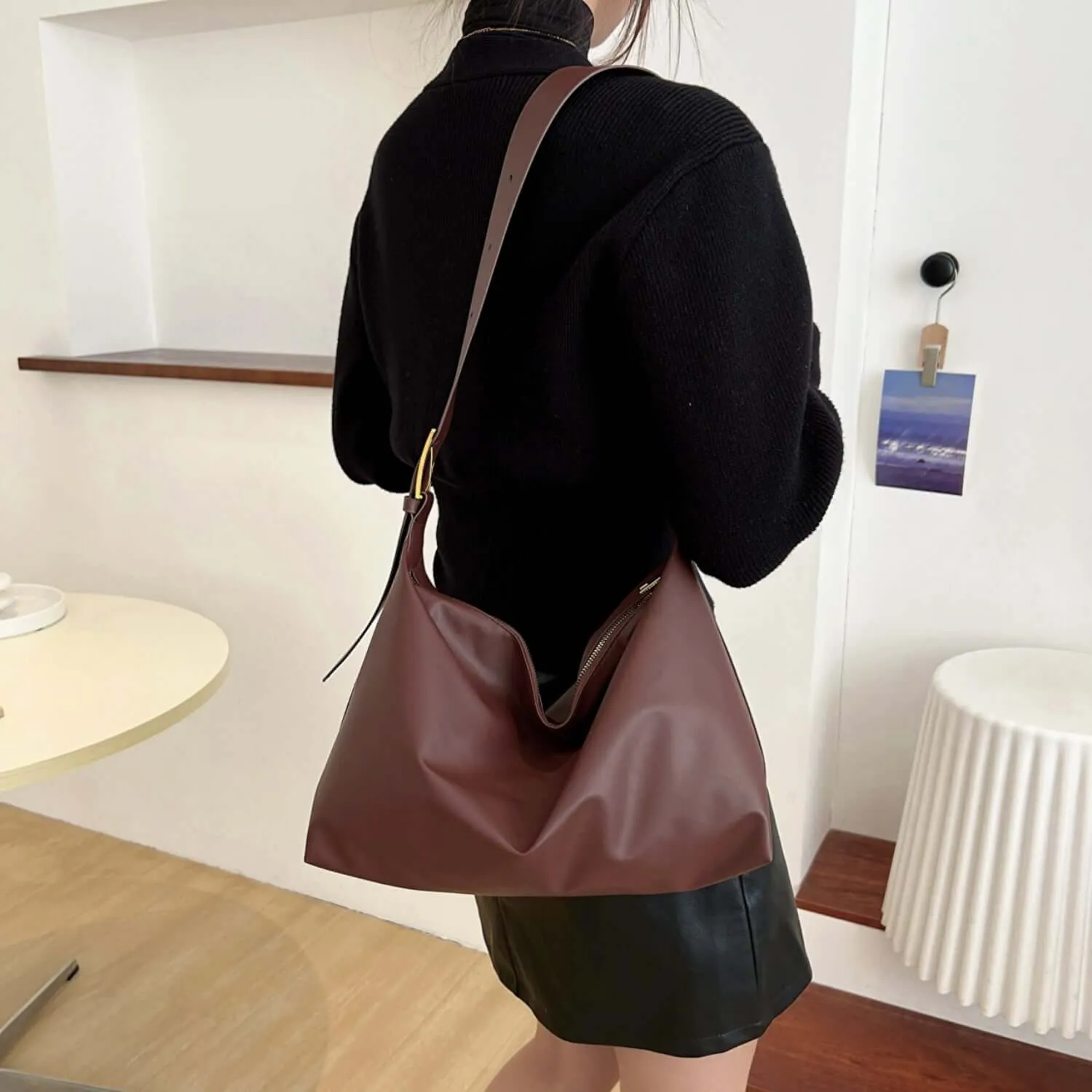 Urban Style Adjustable Strap PU Leather Handbag Crossbody Bag Shoulder Bag