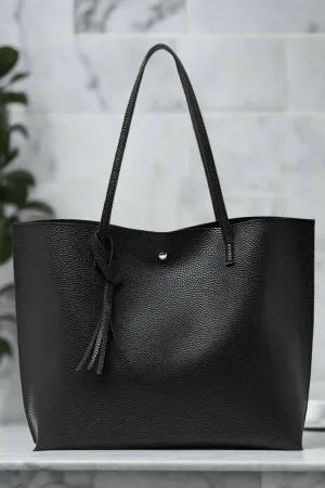 Vegan Leather Tote Bag | Black
