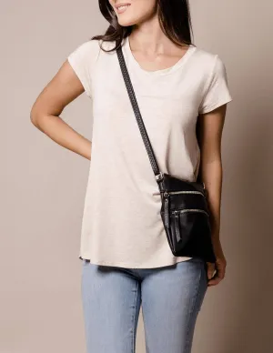 Vegan Leather Urban Crossbody Bag - Black