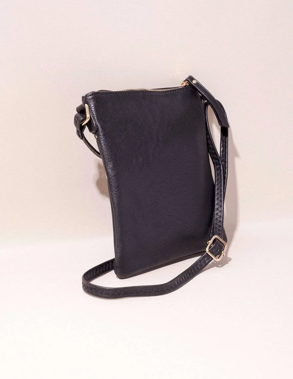 Vegan Leather Urban Crossbody Bag - Black