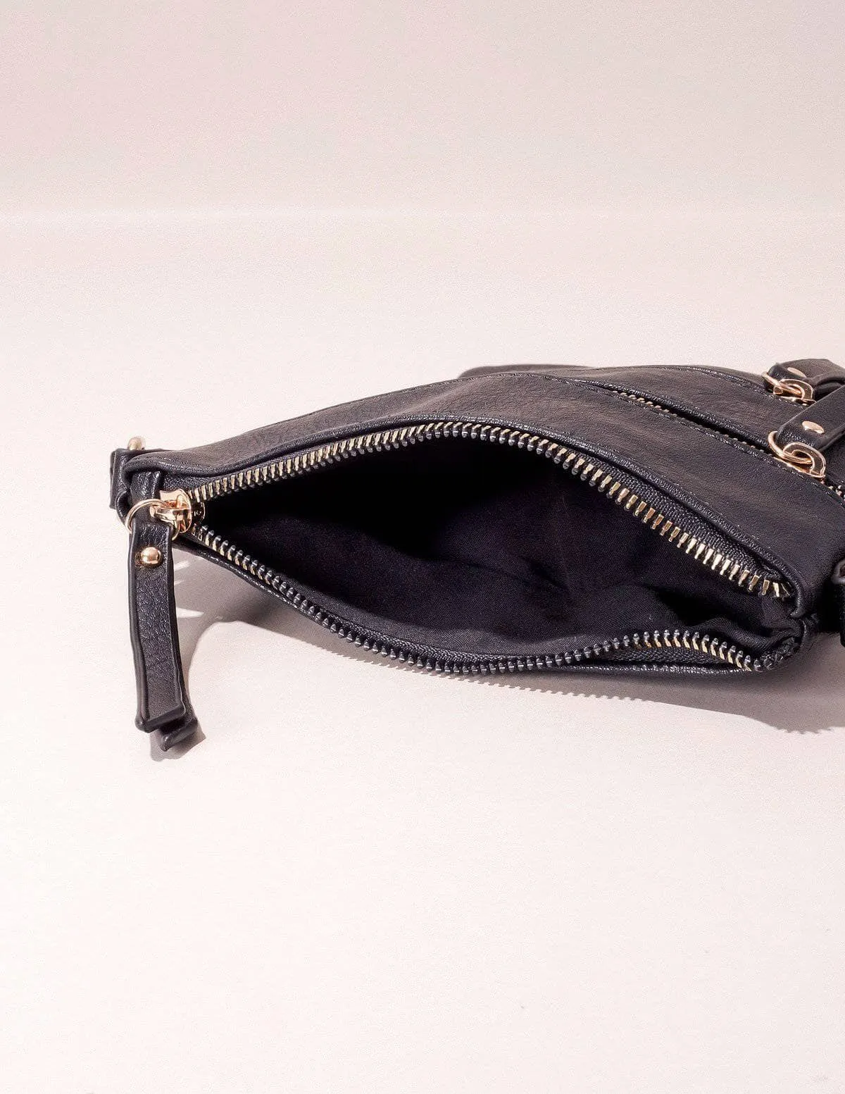 Vegan Leather Urban Crossbody Bag - Black