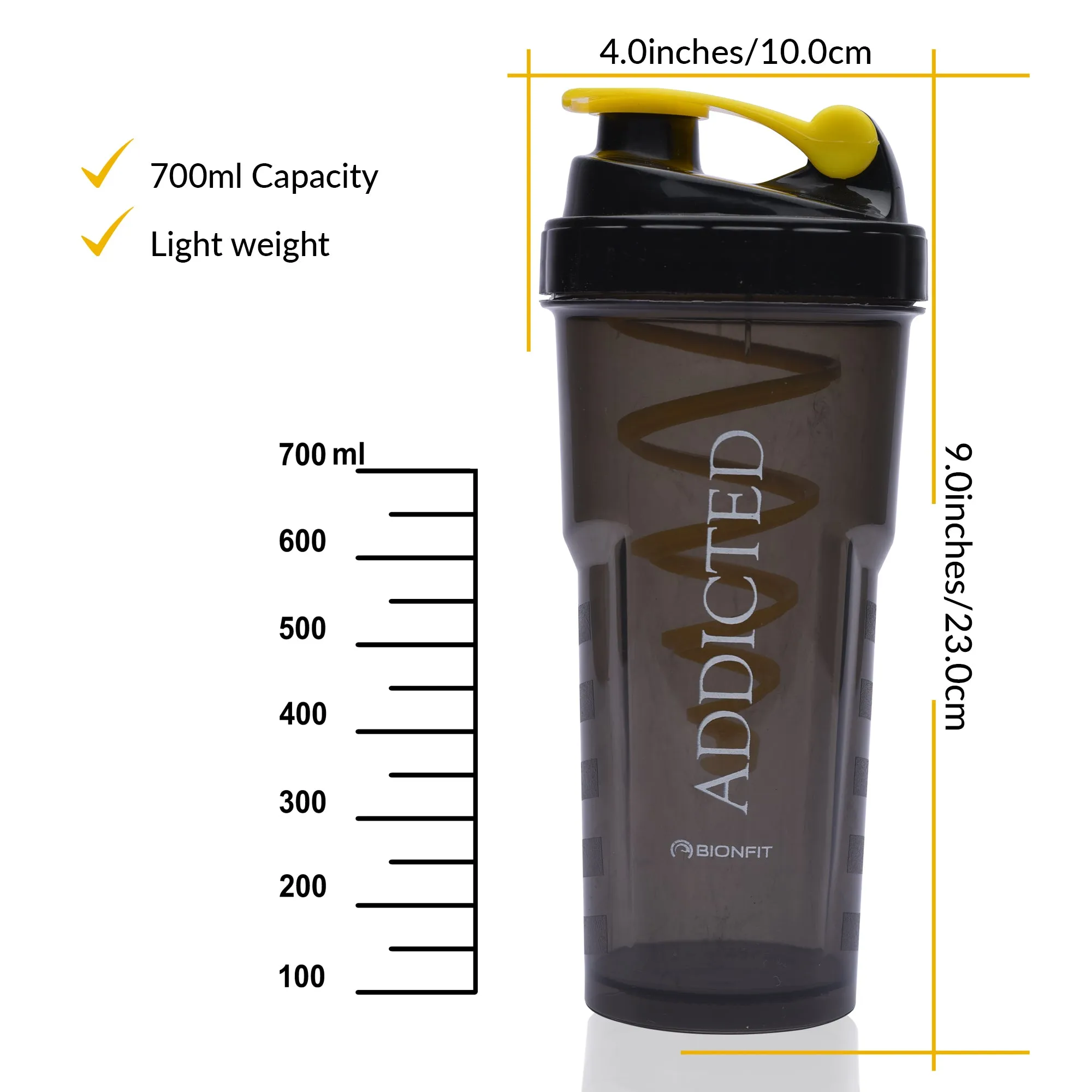 WErFIT Gym Shaker with Cyclone Blender | 100% Leakproof, BPA-Free Blender Bottle 700 ml Shaker  (Pack of 1, Black, Plastic)