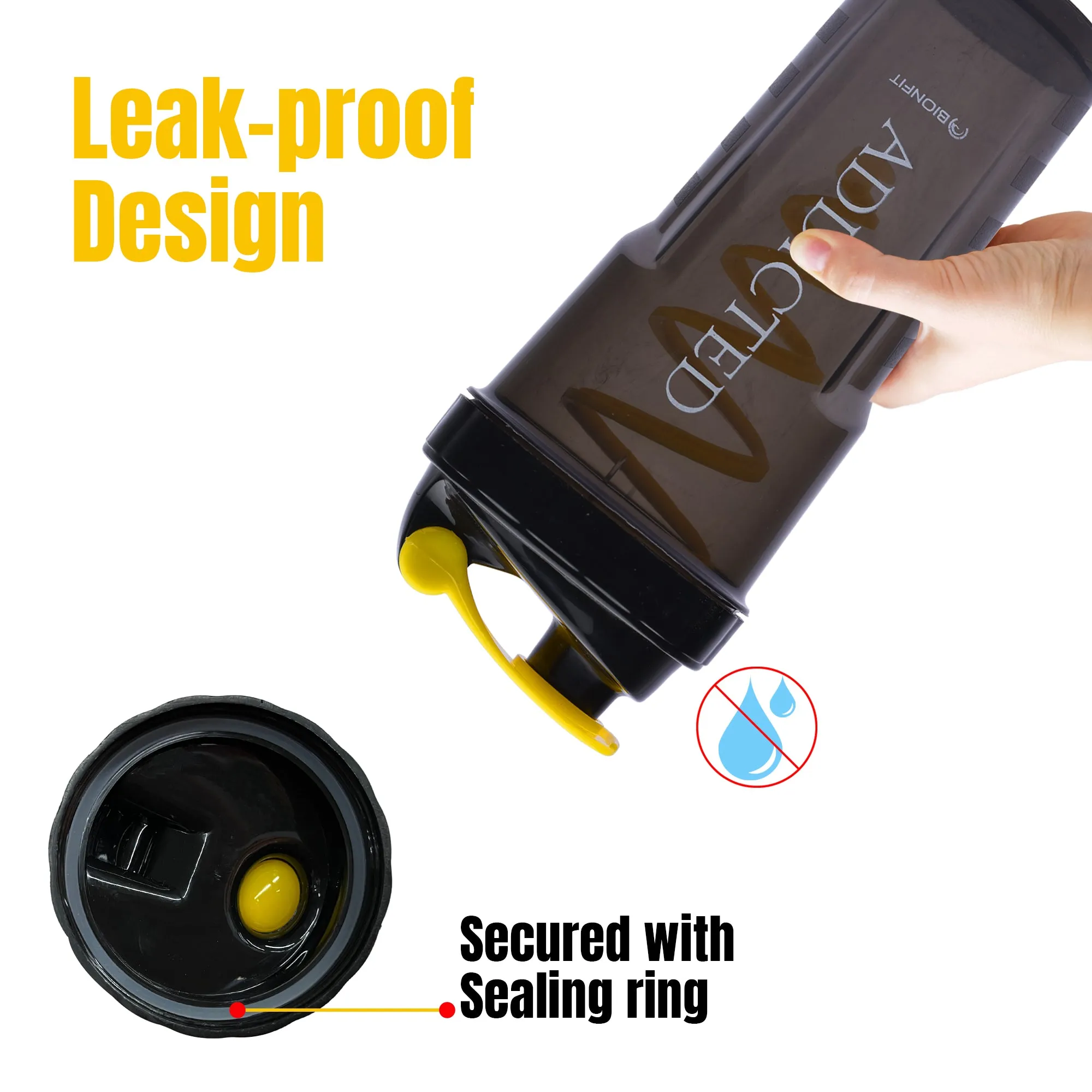 WErFIT Gym Shaker with Cyclone Blender | 100% Leakproof, BPA-Free Blender Bottle 700 ml Shaker  (Pack of 1, Black, Plastic)