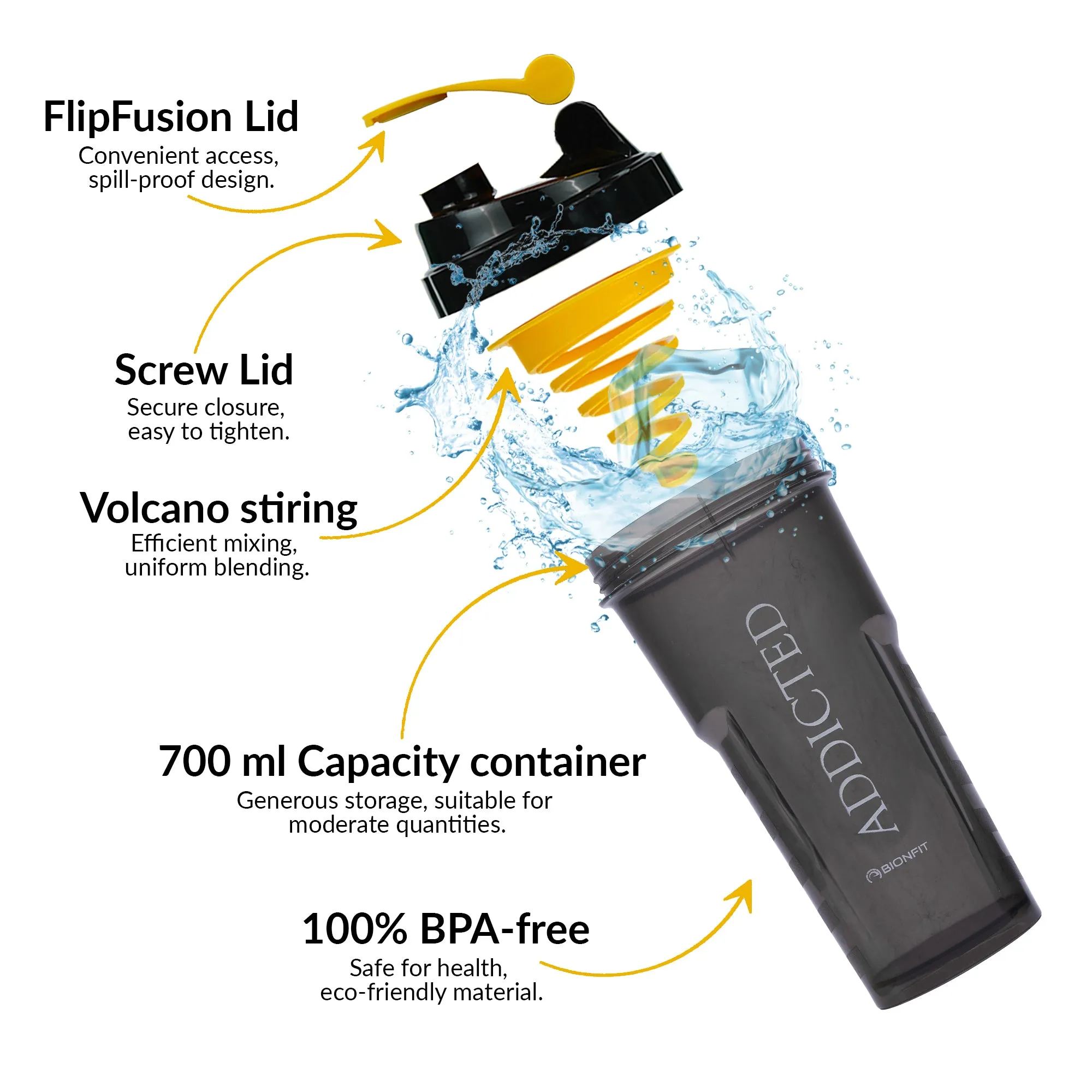 WErFIT Gym Shaker with Cyclone Blender | 100% Leakproof, BPA-Free Blender Bottle 700 ml Shaker  (Pack of 1, Black, Plastic)