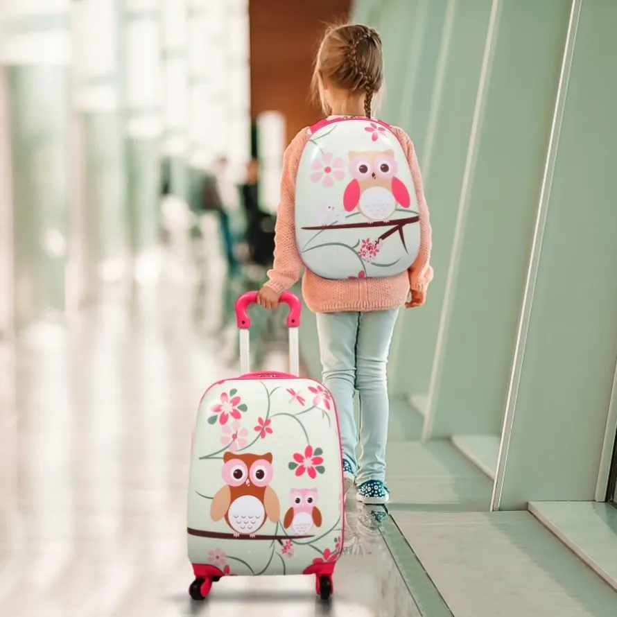 ZUN 2 PCS Kids Luggage Set, 12" Backpack and 16" Spinner Case with 4 Universal Wheels, Travel Suitcase W2181P160611