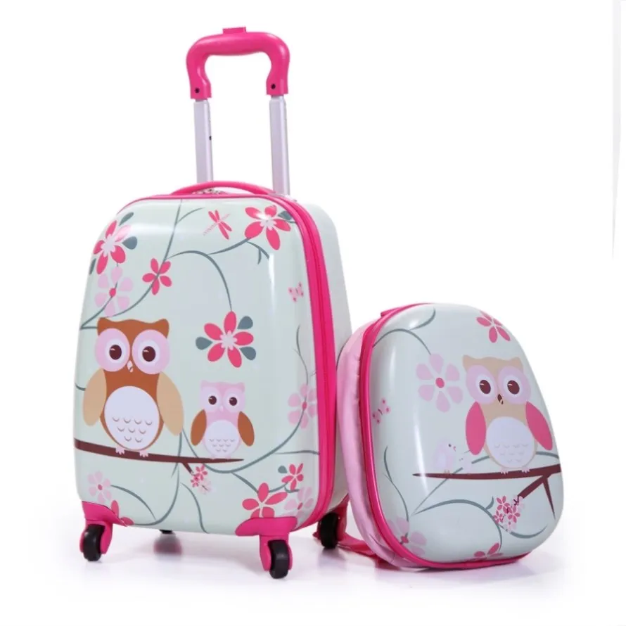 ZUN 2 PCS Kids Luggage Set, 12" Backpack and 16" Spinner Case with 4 Universal Wheels, Travel Suitcase W2181P160611