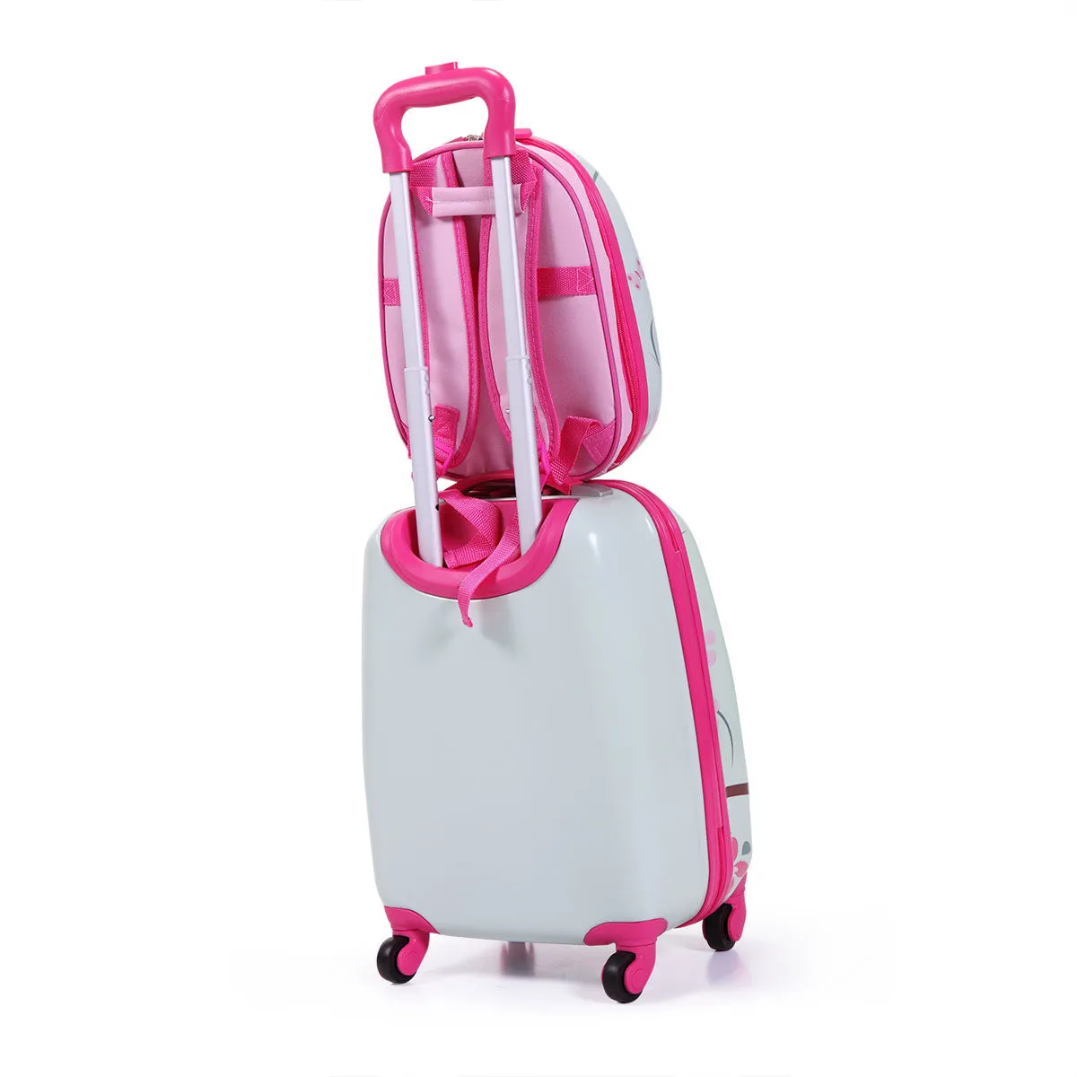 ZUN 2 PCS Kids Luggage Set, 12" Backpack and 16" Spinner Case with 4 Universal Wheels, Travel Suitcase W2181P160611