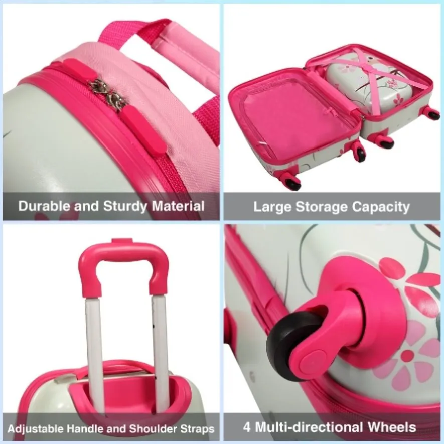 ZUN 2 PCS Kids Luggage Set, 12" Backpack and 16" Spinner Case with 4 Universal Wheels, Travel Suitcase W2181P160611